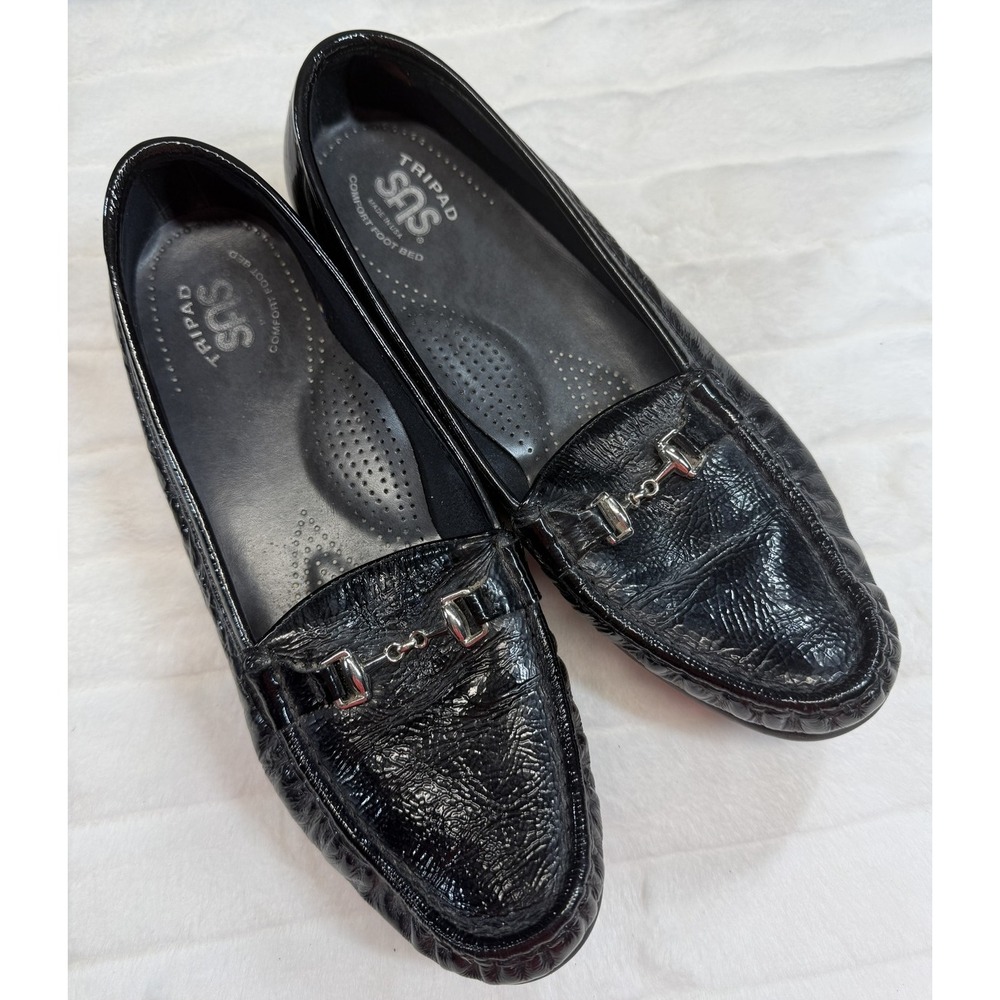 SAS Tripad Comfort Shoes Womens Size 10‎ Black Textured Loafers Made USA Slip On